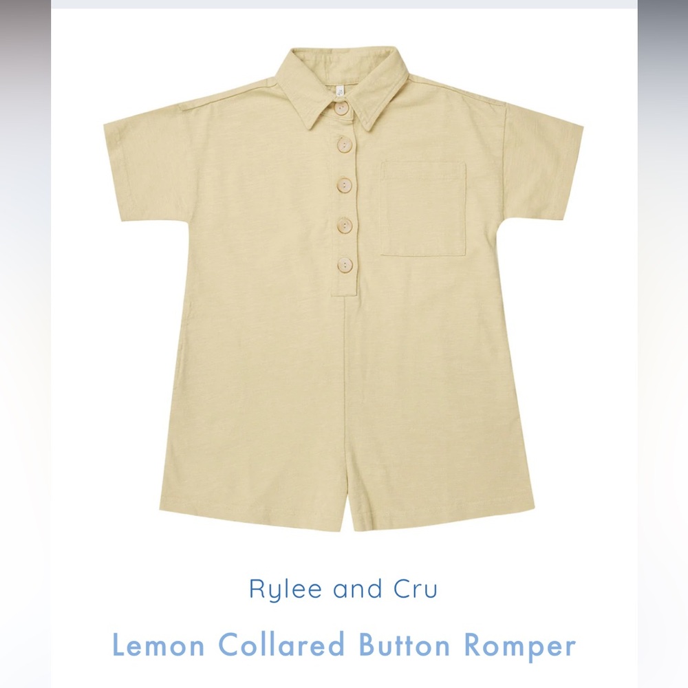 Rylee and Cru Lemon Collared Romper NWT